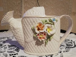 Eladó régi porcelán rátett virágos angol locsoló kanna, nem csak dísz!