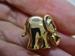Szép antik aranyozott jelzett  gomblyukdísz elefántos