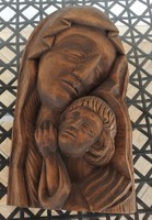 Miskolczi L sculptor: Virgin Mary with Baby Jesus wall relief sculpture