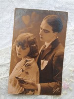 Antique Italian Sepia Photo / Postcard, Romantic Couple in Love, 1929