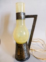 Ritka,retro,vintage karcagi fátyolüveg búrás iparművész lámpa