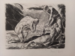 Jenő Tarjáni Simkovics - expulsion, 1924, etching biblical scene