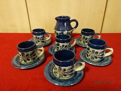 Romanian glazed ceramic, six-person hand-painted coffee set. He has! Jókai.