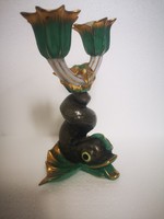 Antique Herend Chinese Dragonfish Dolphin Candle Holder 1ft