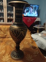 KIÁRUSÍTÁS!!30 cm magas fekete,arany nagyon szép réz váza