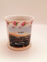 Old porcelain mug, cityscape, water well bath souvenir