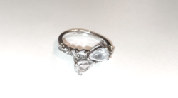 S925 silver ring with two large stones intertwined