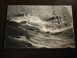 Warship - German postcard i. Vh.