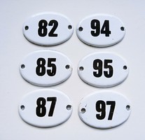Enamel number boards on piece