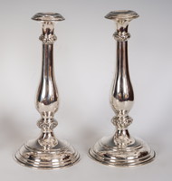 Pair of silver candlesticks. 1869 Years antique inscription handmade caustic rose pattern.