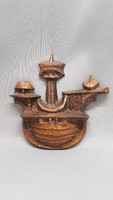 Kótai József ötvös régi bronz hajó fali dísz