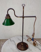 Beautiful copper bank lamp, desk lamp, office, home-office lawyer lamp green, inside white glass