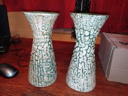 Applied art shrink-glazed ceramic vases in a pair, 25 cm high