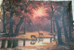 Tihanyi: oil on canvas landscape painting picture 70x100 cm