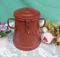 5 Liter Enamelled Csepel Fat Can with Paraszt Style Weiss Manfréd