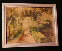 FK/167 - Ismeretlen festő – Kerti ösvény című festménye