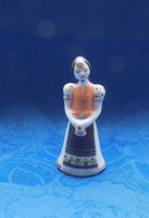 Hollóház porcelain matyo folk costume girl statue 10.5 cm (po-2)