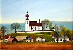 NEOGRÁDY Antal (1944- ) festmény, Felvidék, kerettel 47 x 62 cm