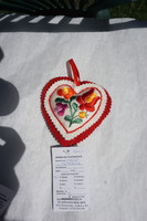 Heart shaped matyo appliqué with hand embroidered needle holder for sale.