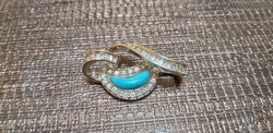 Collection piece: turquoise-zircon marked silver pendant 3.5 cm