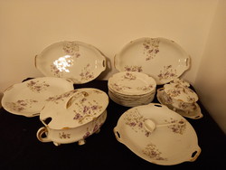 Paulus porcelain pl / s modern tableware, baroque design, with violet floral decoration, 8 persons