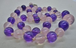 Beautiful genuine amethyst and rose quartz necklace