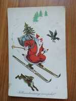 Régi karácsonyi képeslap, rajz: Gönczi Tibor