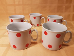5 pieces of zsolnay red polka dot mug, collectible pieces, together