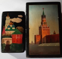 2 db kézzel festett orosz, lakkozott dobozka