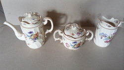 Antique zsolnay teapot, sugar bowl and damaged milk spout