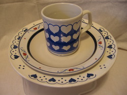 Retro English blue heart ceramic mug
