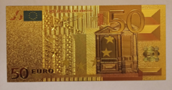 24 karátos aranyozott 50 Euró bankjegy, replika