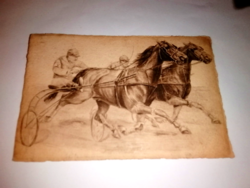Equestrian tooth, depose lithograph on handmade paper. Collective rarity 1912. 132.