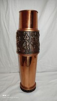Red copper sports goblet decorated with bronze relief