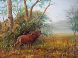 Hunting. Deer. Landscape. Painting for sale