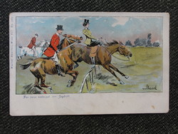 Hunters - hunting motif postcard