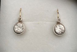 Pair of antique gold buton earrings with white sapphires
