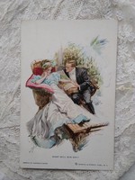 Antik amerikai Reinthal New York művészlap/üdvözlőlap/képeslap, arisztokrata szerelmes pár 1917