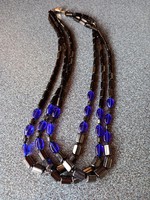 Old Czech three-row glass necklace