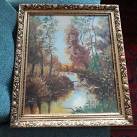 Beautiful landscape oil painting painted on canvas, signed