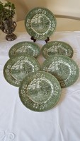 Royal tudor ware, mail van, English faience cake plate 6 pcs.