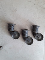 Piano foot rollers with antique copper casting