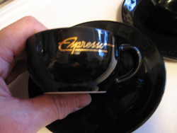 2 pcs barista porcelain cup written with espresso gold on a black background