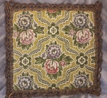 Old tapestry tablecloth in showcase 1. (M2141)
