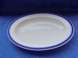 Régi ovális kék szélű porcelán kínáló tál 23*32,5 cm (6p)
