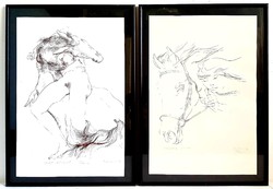Miklós Melocco (1935-) - windswept rider 31/100 and special situation 89/100 screen print 2pcs