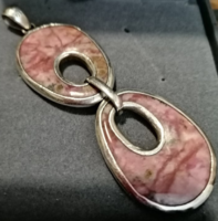Rhodonite stone marked silver pendant