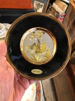 Chokin 14 carat gold painted plate with a diameter of 15 cm.Japan