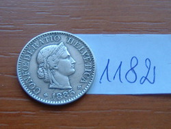 Switzerland 10 rappen 1885 / b mintmark (bern), copper-nickel # 1182
