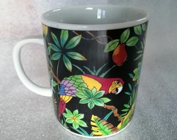 Papagájos trópusi mintás bögre, csésze